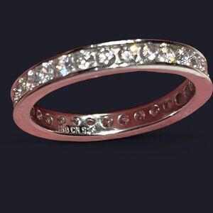 925 Sterling Silver CZ Eternity Band Sz 7